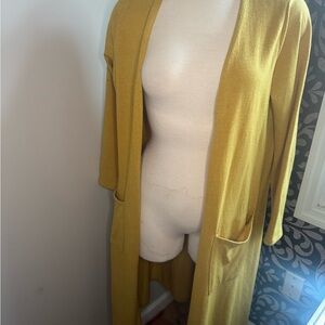 Mustard Yellow Open Duster Cardigan